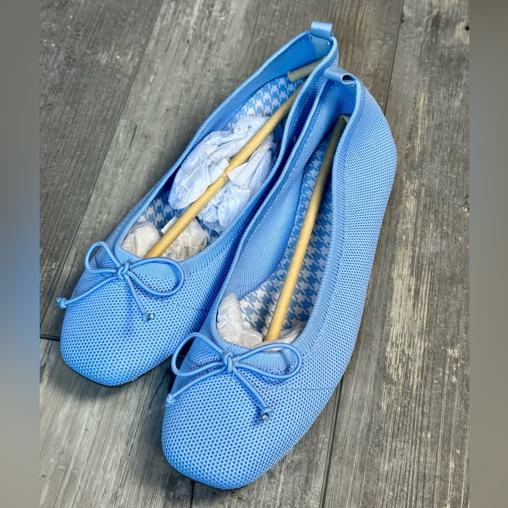 41 hawthorn Claudia stretch woven blue ballet flat with bow